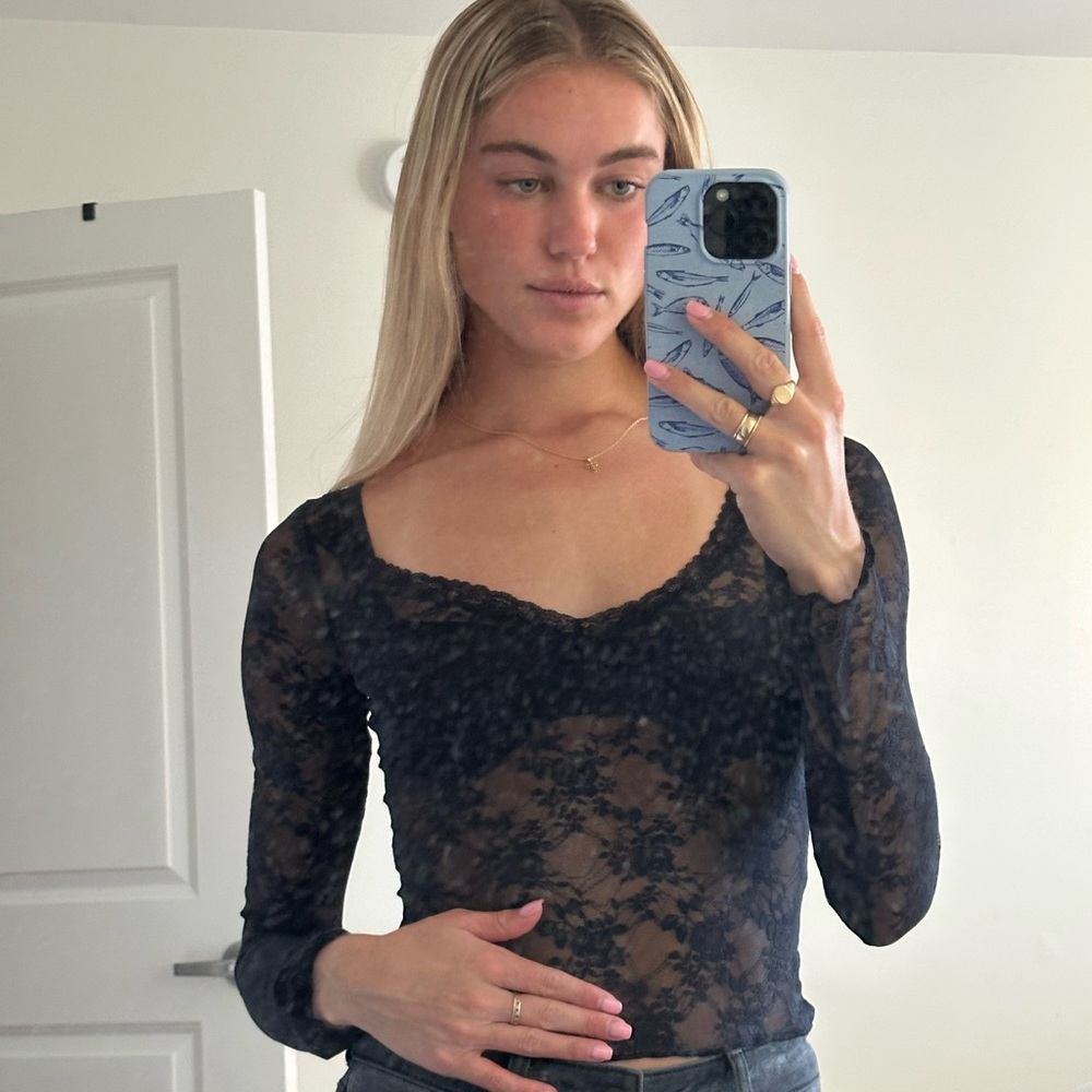Urban Outfitters Black Lace Long Sleeve - Picture 2 of 3